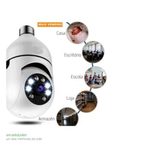 Camera wi-fi lâmpada 360 rotativo