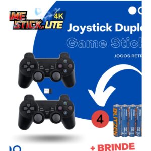 Joystick Duplo – Kit c/ 02 Controles Sem Fio + Adaptador USB Para Game Stick LITE 4k